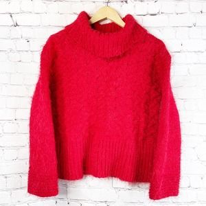 SLEEPING ON SNOW Red Eyelash Cowl Neck Sweater XS